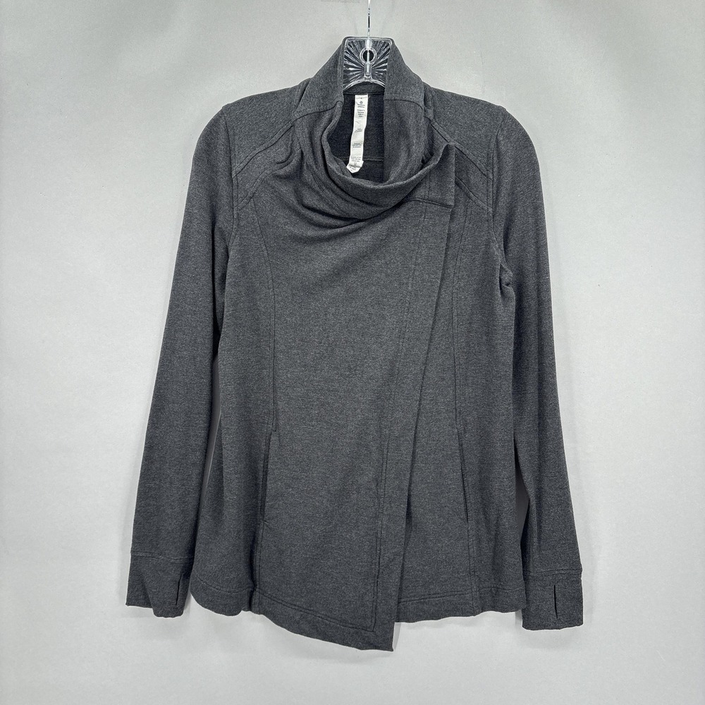 Lululemon Jacket‎ Womens 4 Gray Modal Wrap Cardigan Cowl Neck Yoga Athletic